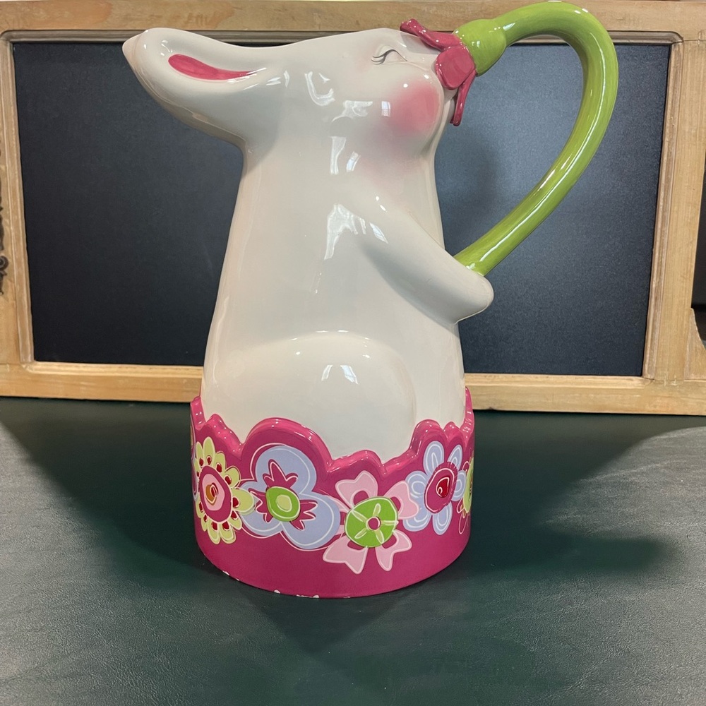Department 56 Spring Summer Flowers Bunny Pitcher